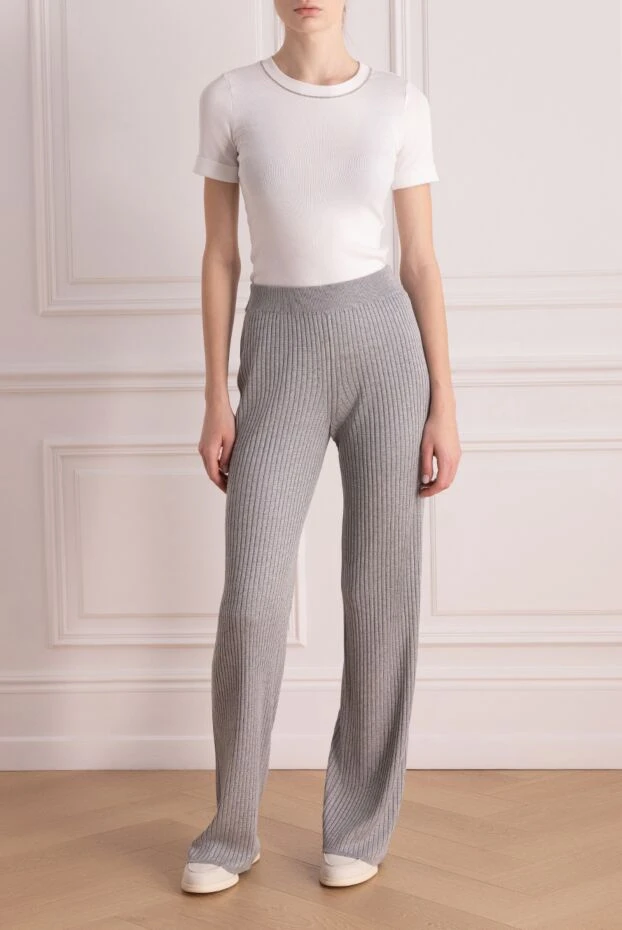 Peserico knitted trousers made of viscose and polyester for women gray 176644 - photo 2