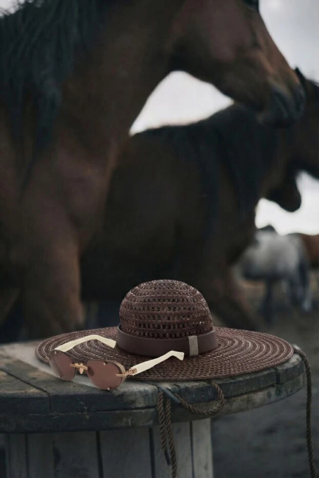 Peserico wide brim hat in woven raffia in chocolate 176657 - photo 2