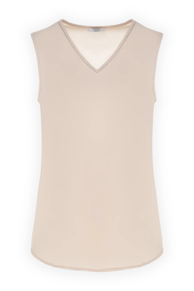 Beige silk and elastane top for women