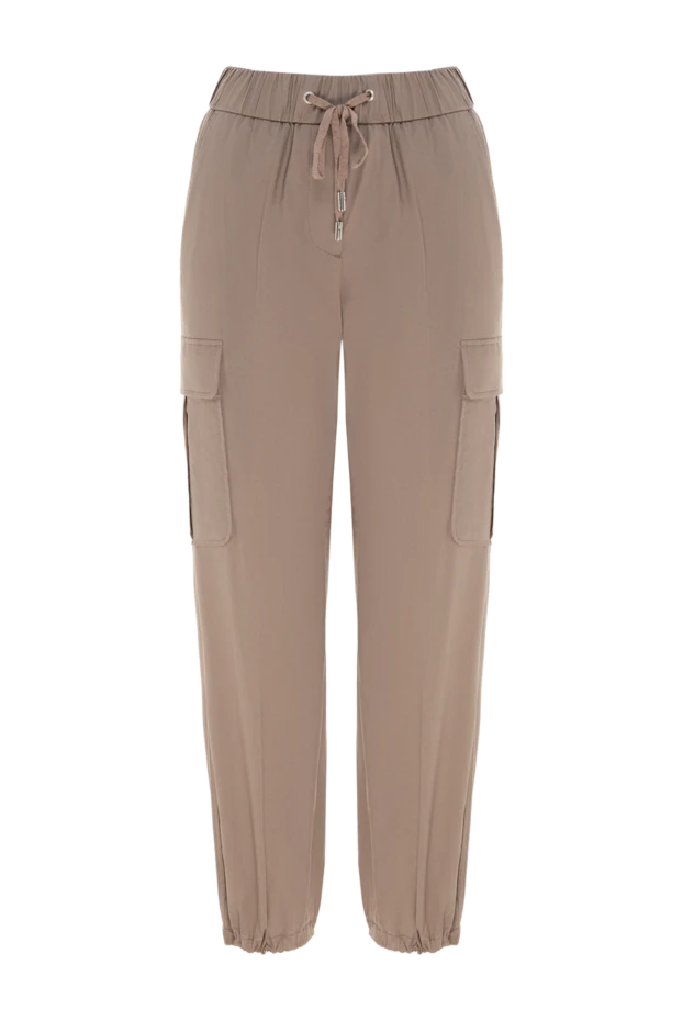 Pants made of cotton and elastane for women brown