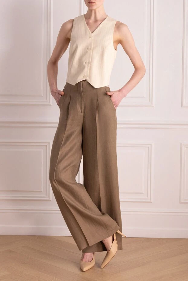 Peserico women's linen pants brown 176677 - photo 2