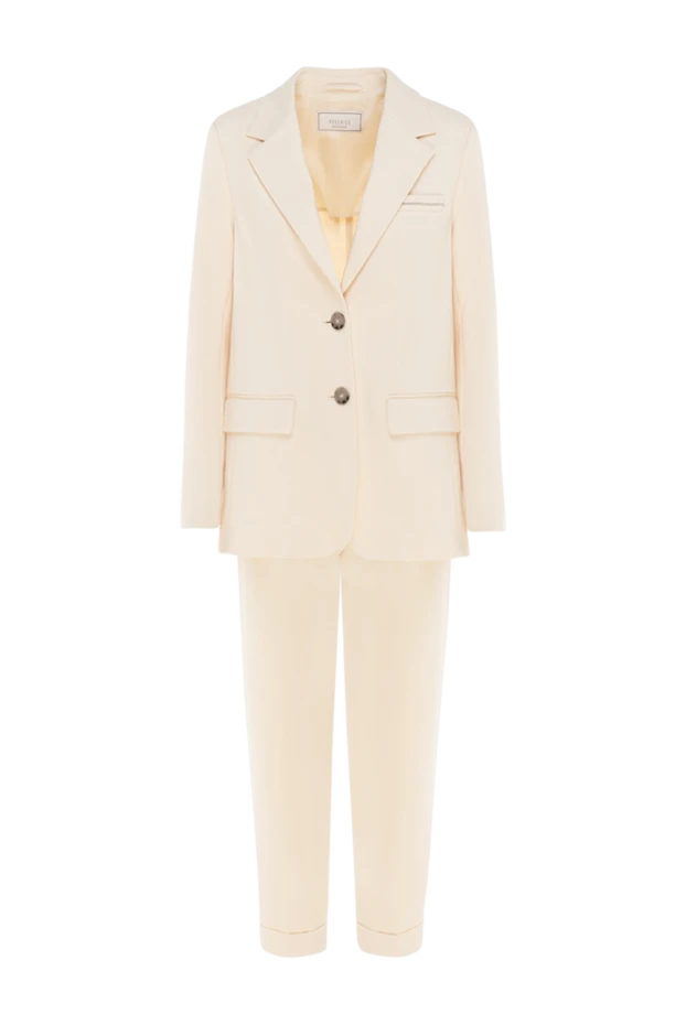 Women's beige cotton and polyamide suit with pants