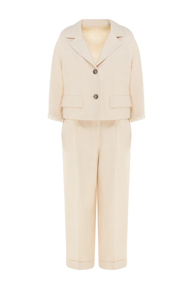 Peserico women's beige suit with linen and viscose pants 176686 - photo 1