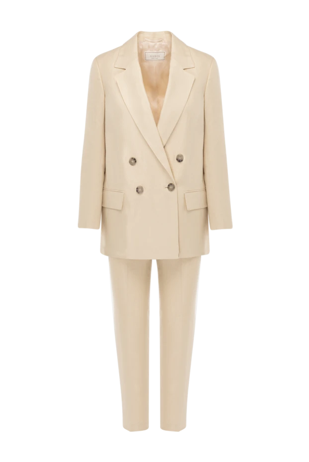 Suit with linen pants for women beige