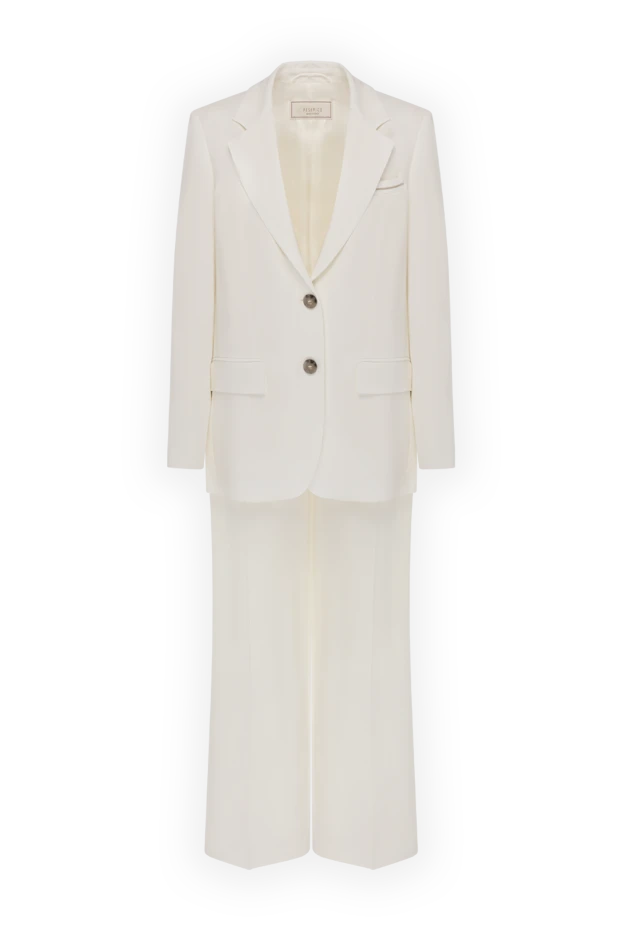 Women's beige suit made of viscose and elastane.