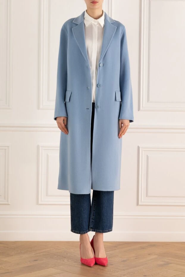 P.A.R.O.S.H. woman women's blue wool and cashmere coat buy with prices and photos 176730 - photo 2