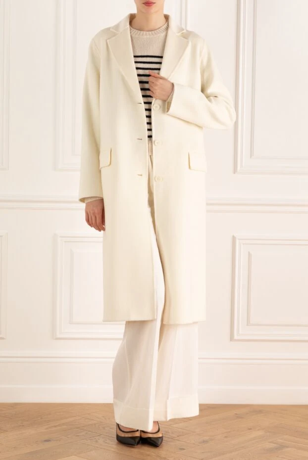 P.A.R.O.S.H. wool and cashmere coat for women white 176731 - photo 2