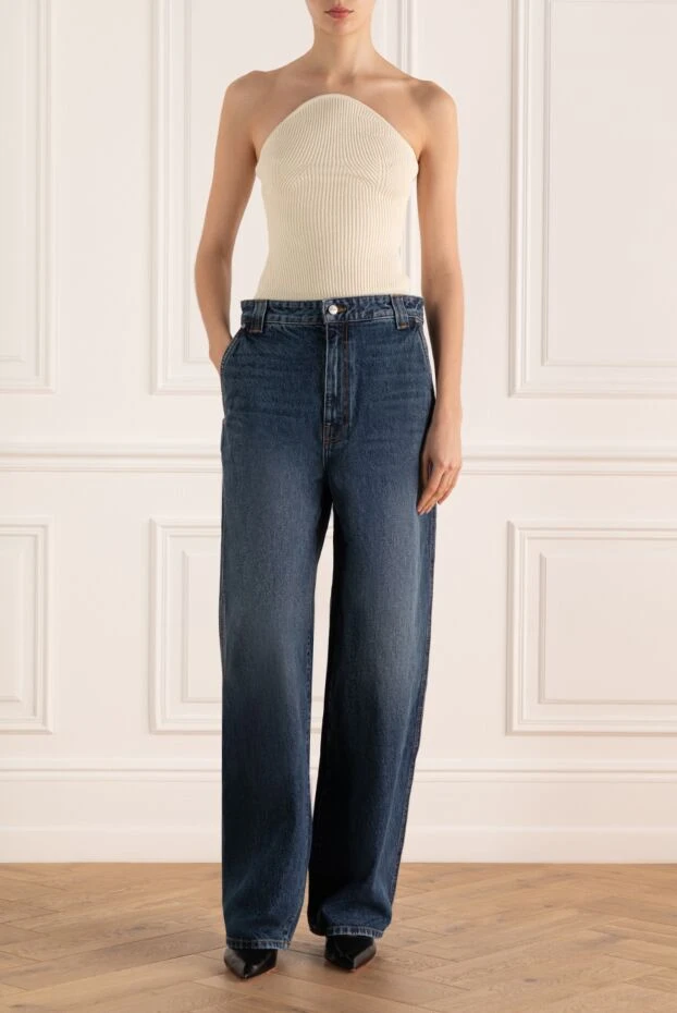 Khaite женские джинсы из хлопка женские синие купить с ценами и фото 176782 - фото 2
