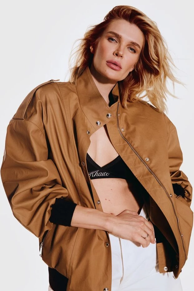 Куртка з бавовни та поліаміду жіноча коричнева - фото 2