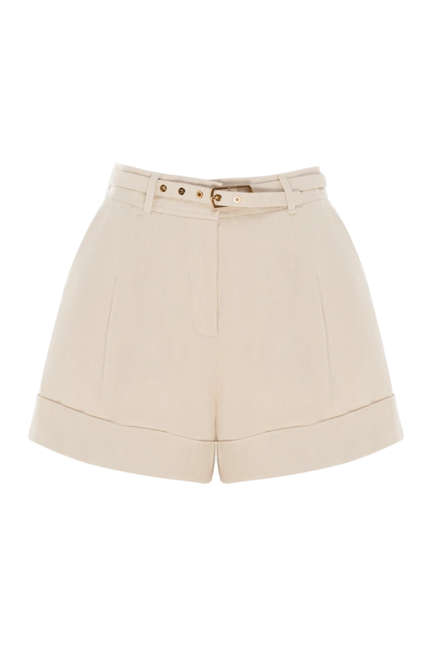 Beige linen shorts for women