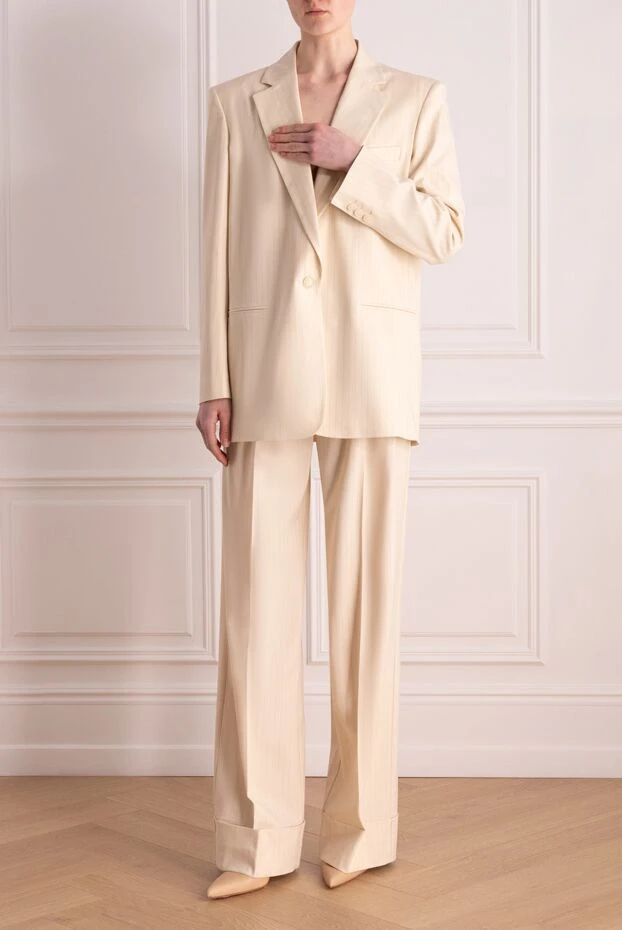 The Andamane woman women's beige suit with trousers made of viscose and wool buy with prices and photos 176854 - photo 2
