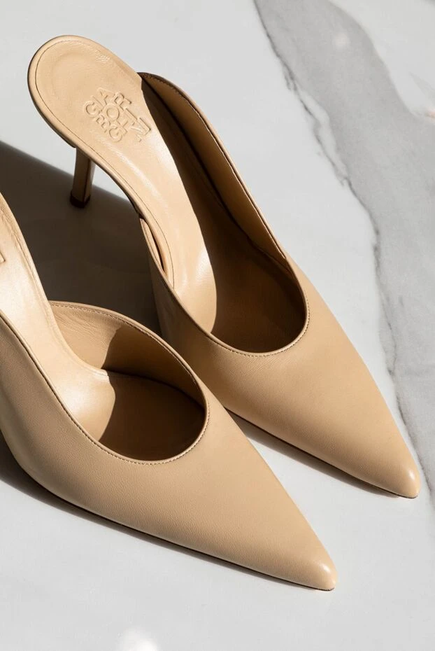 Gia Borghini minimalist mule sandals with an elongated silhouette and a stiletto heel beige 176862 - photo 3