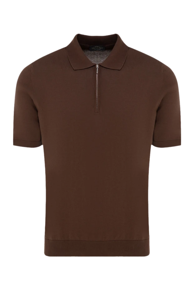 Cesare di Napoli men's chocolate-colored cotton polo shirt with a zip-up collar 197023 - photo 1
