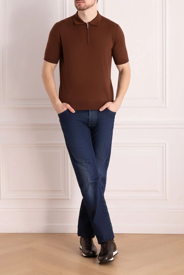 Cesare di Napoli men's brown polo shirt with a zipper. 197014 - photo 2