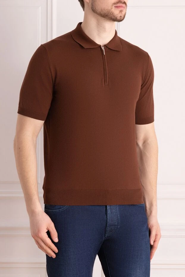 Cesare di Napoli men's brown polo shirt with a zipper. 197014 - photo 3