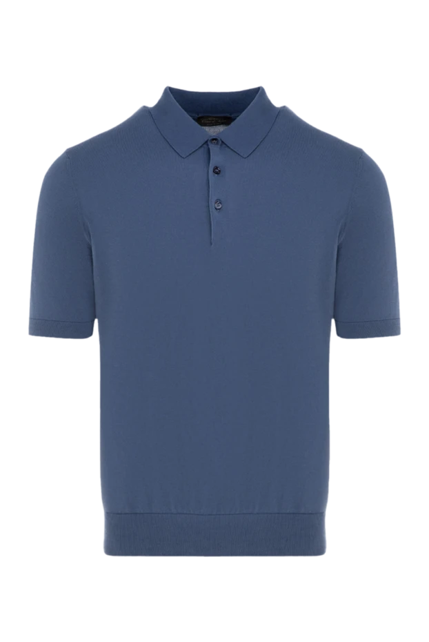 Men's light blue cotton polo shirt with buttons on the placket - photo 1