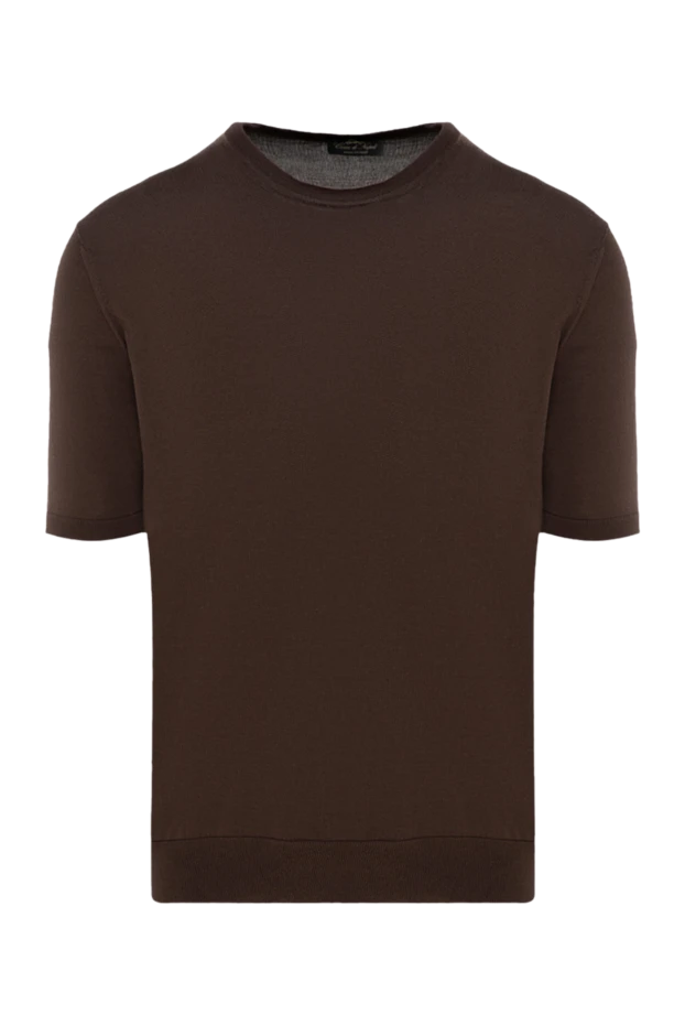 Cesare di Napoli man short sleeve silk jumper for men, brown buy with prices and photos 176931 - photo 1