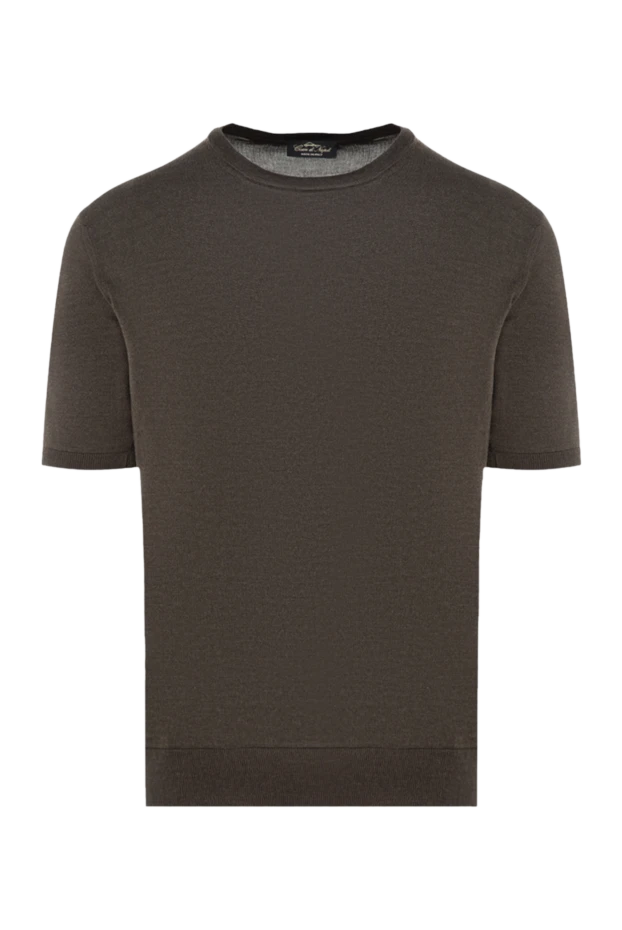 Cesare di Napoli men's short sleeve silk jumper in a rich dark brown shade 197025 - photo 1
