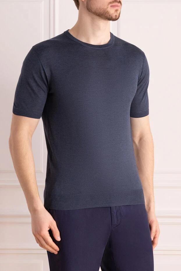 Cesare di Napoli short sleeve silk jumper for men blue 176939 - photo 3