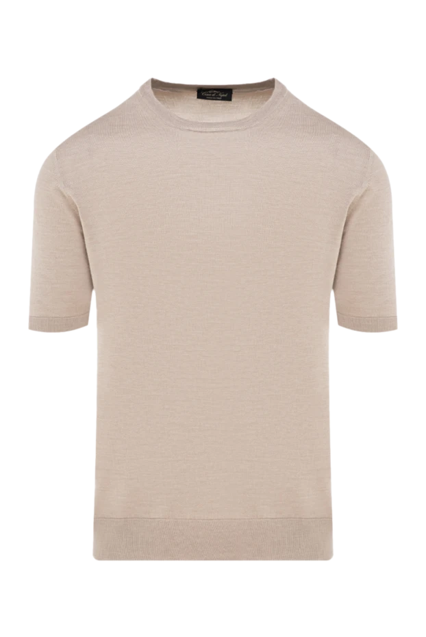 Cesare di Napoli man short sleeve silk jumper for men, beige buy with prices and photos 176945 - photo 1