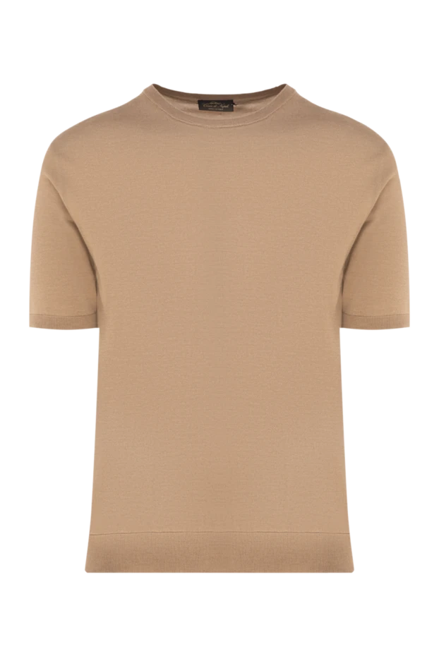 Cesare di Napoli man short sleeve silk jumper for men, beige buy with prices and photos 176946 - photo 1