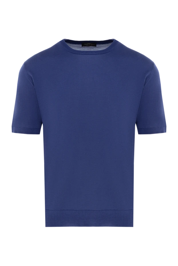 Cesare di Napoli men's deep blue silk jumper with short sleeves and elastic trim 196977 - photo 1