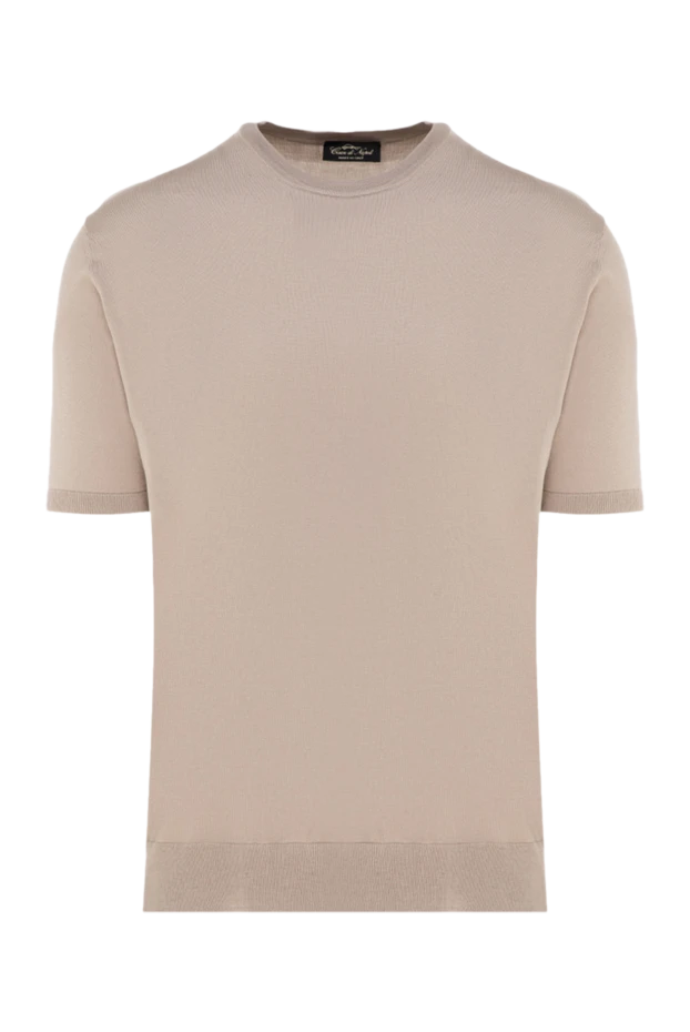 Cesare di Napoli man short sleeve silk jumper for men, beige buy with prices and photos 176948 - photo 1