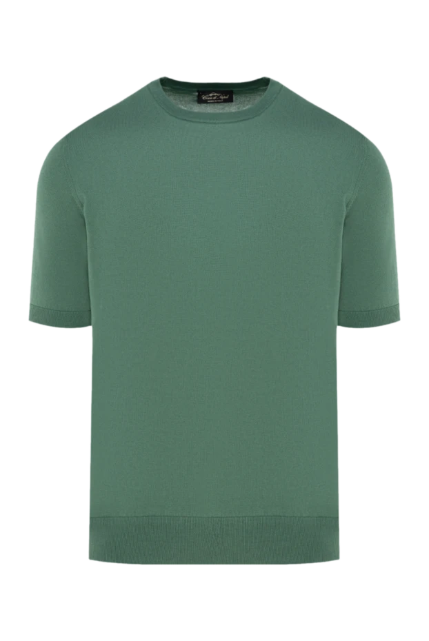 Cesare di Napoli man men's short sleeve silk and cotton jumper green buy with prices and photos 176950 - photo 1