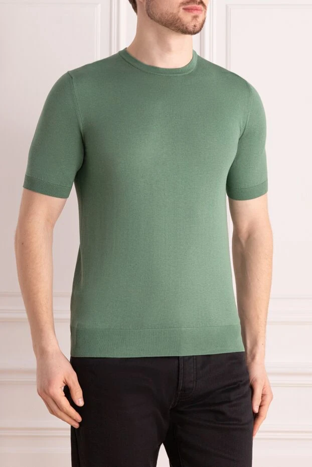 Cesare di Napoli green knitted jumper made of silk and cotton with a round neck 196542 - photo 3