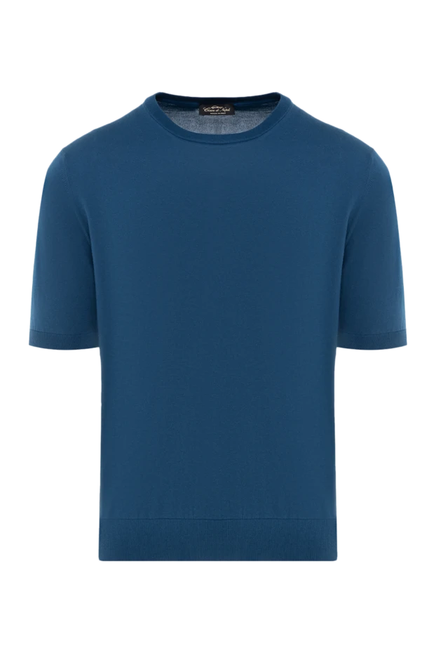 Cesare di Napoli men's short-sleeved cotton jumper, deep blue 196940 - photo 1