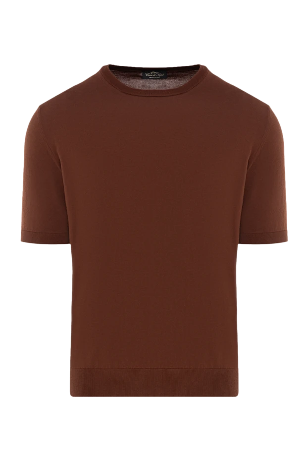 Cesare di Napoli men's chocolate brown cotton jumper with short sleeves in a minimalist style 196923 - photo 1