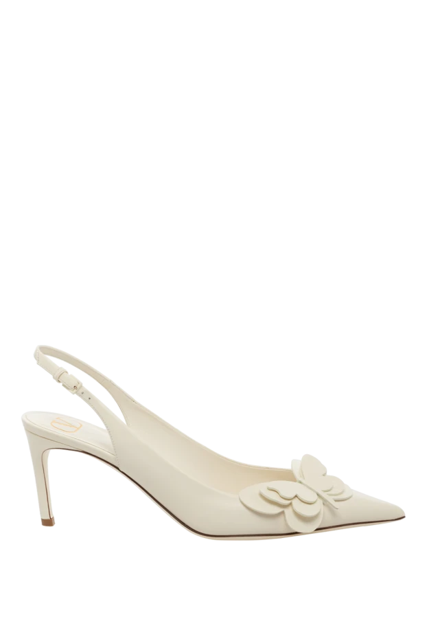 White leather heels for women