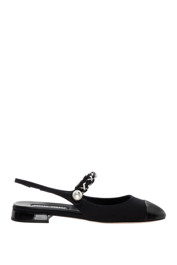 Miu Miu woman women's black leather and cotton mules buy with prices and photos 177008 - photo 1