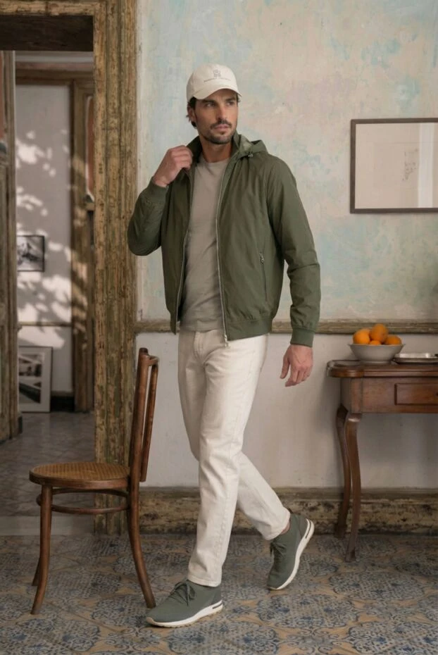 Куртка из нейлона мужская зеленая - фото 2