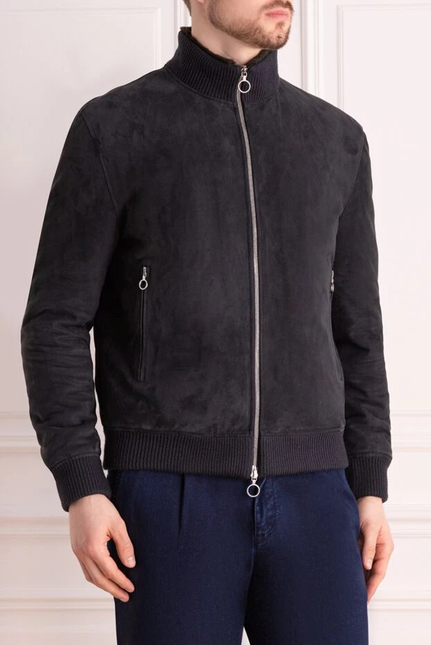 Seraphin nylon and fur jacket blue for men 177072 - photo 3