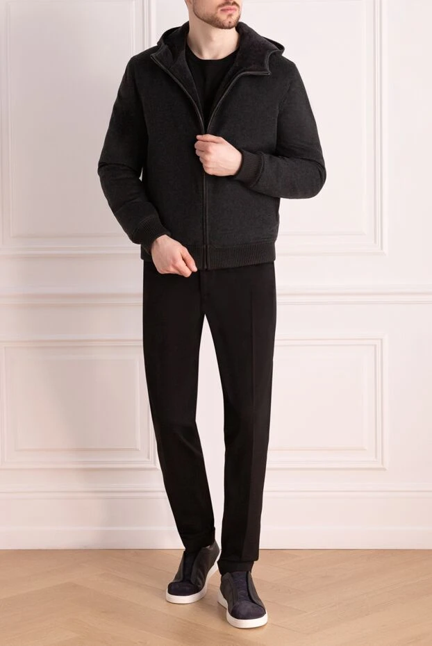 Seraphin man black cashmere and fur jacket for men buy with prices and photos 177088 - photo 2
