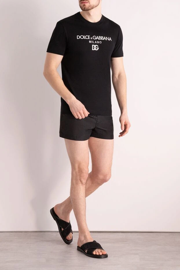 Dolce & Gabbana мужские шорты пляжные из полиэстера черные мужские купить с ценами и фото 177098 - фото 2