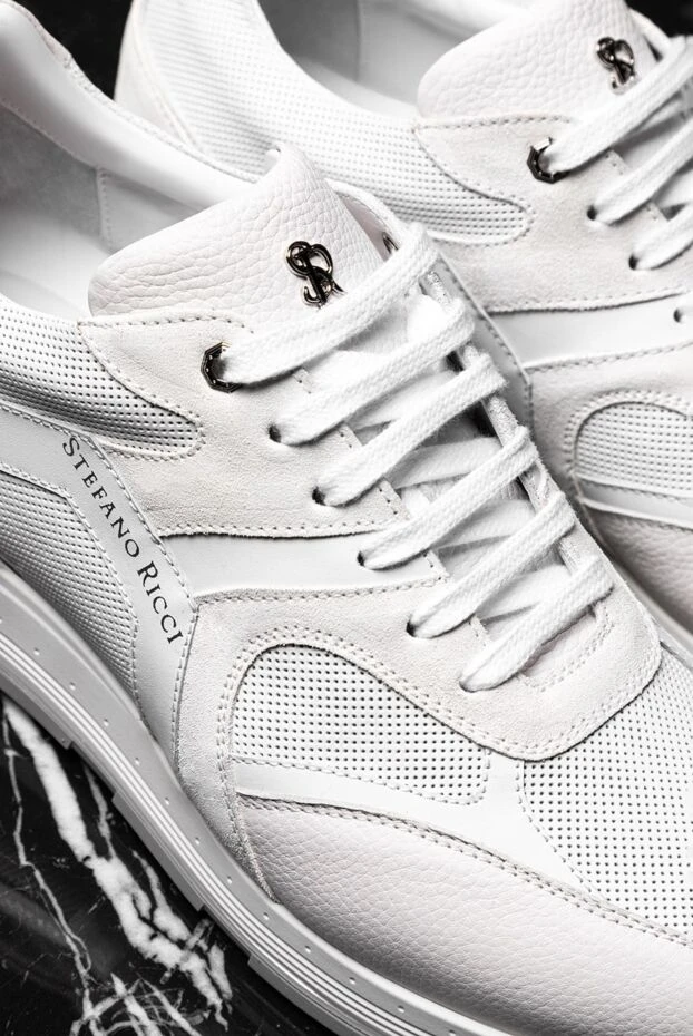 White men's genuine leather sneakers - photo 2