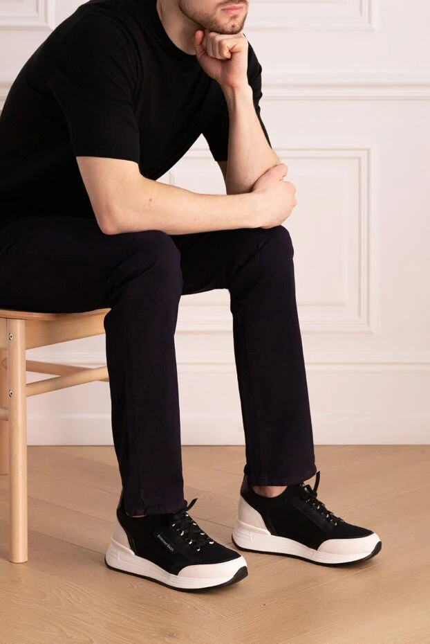 Stefano Ricci кроссовки из полиэстера и натуральной кожи черные мужские 177122 - фото 2