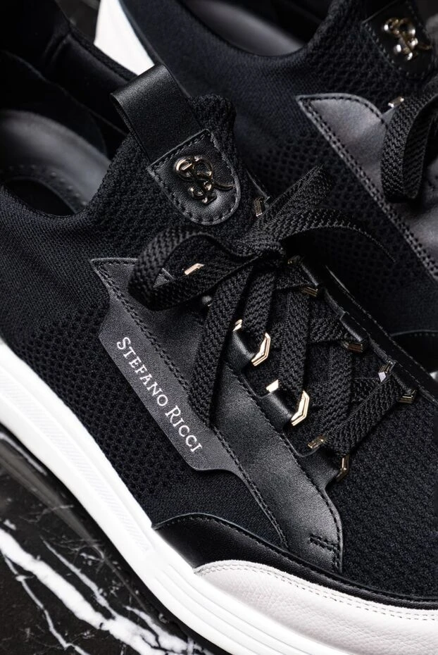 Stefano Ricci black men's polyester and genuine leather sneakers 177122 - photo 3