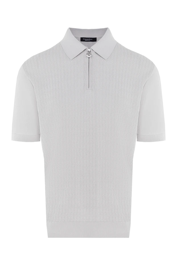 Stefano Ricci поло из шелка и хлопка мужское серое 177126 - фото 1