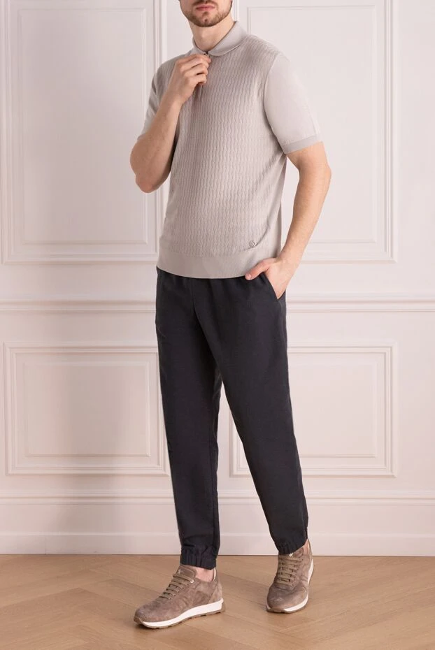 Stefano Ricci поло из шелка и хлопка мужское серое 177126 - фото 2