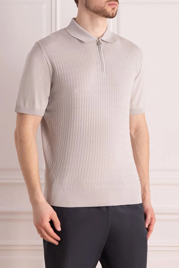 Stefano Ricci поло из шелка и хлопка мужское серое 177126 - фото 3
