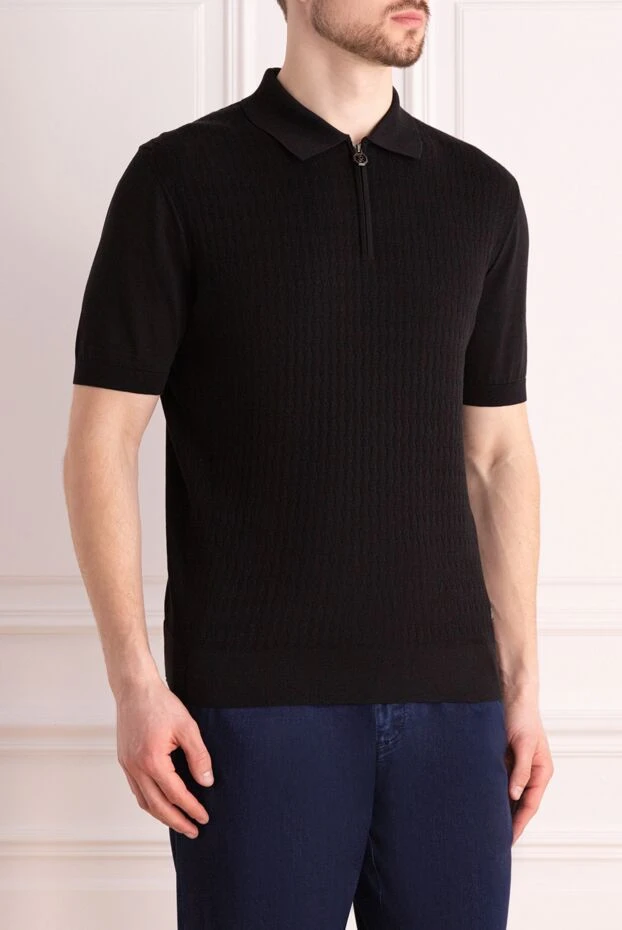 Stefano Ricci поло из шелка и хлопка мужское черное 177131 - фото 3