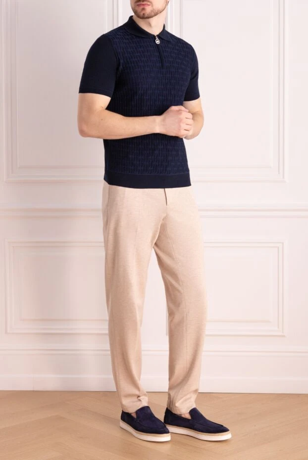 Stefano Ricci поло из шелка и хлопка мужское синий 177132 - фото 2