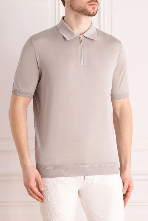 Stefano Ricci поло из шелка мужское серое 177134 - фото 3