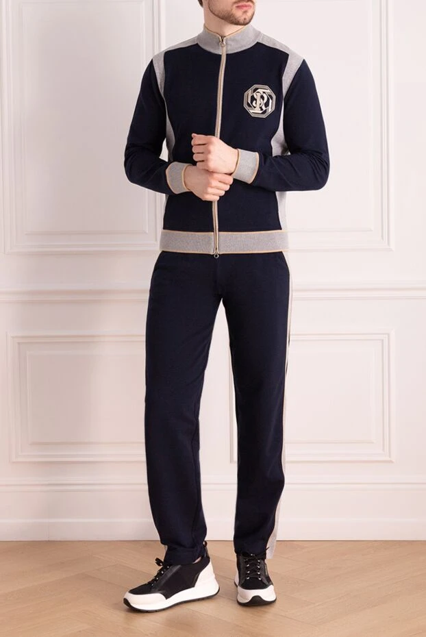 Костюм прогулянковий з бавовни та еластану синій - фото 2