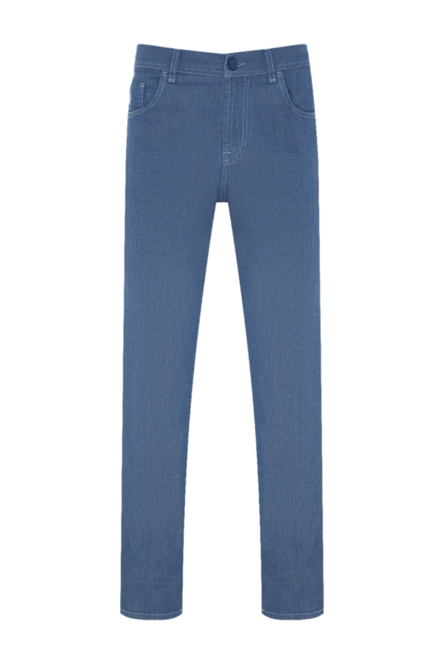 Blue cotton and polyurethane jeans for men