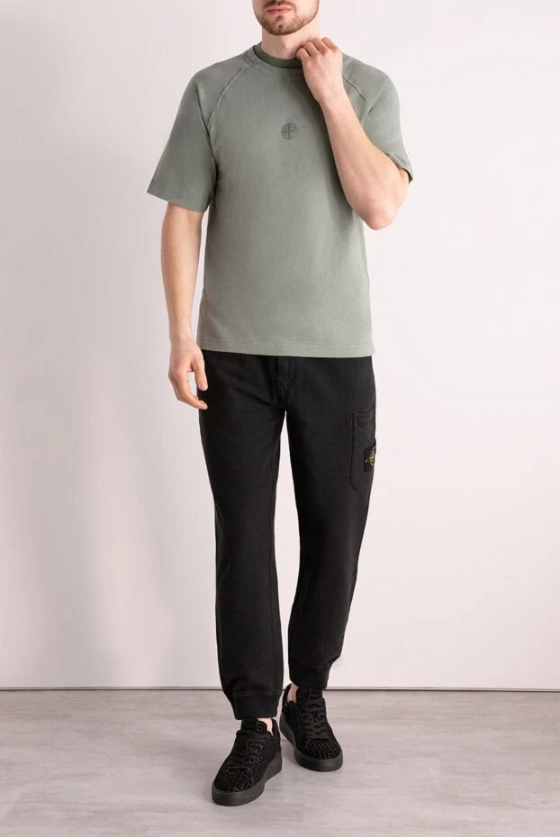 Stone Island man men's black cotton trousers buy with prices and photos 177260 - photo 2