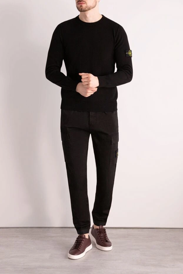 Stone Island man long sleeve cotton jumper for men, black buy with prices and photos 177262 - photo 2
